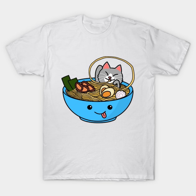 Cat and Ramen T-Shirt by yuki123541